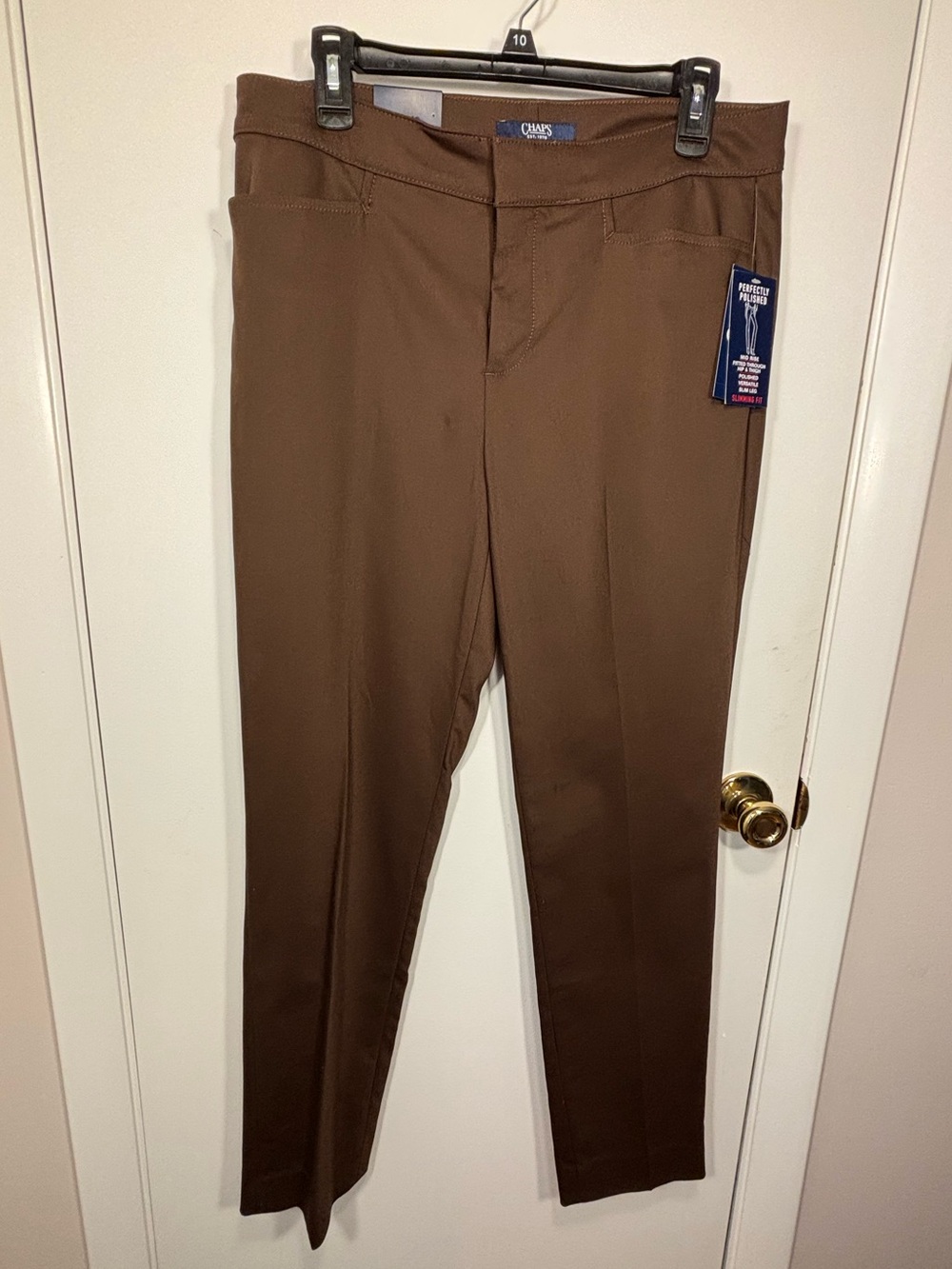 Chaps Women’s Brown Slimming Fit Pants Size 10 Regular NWT